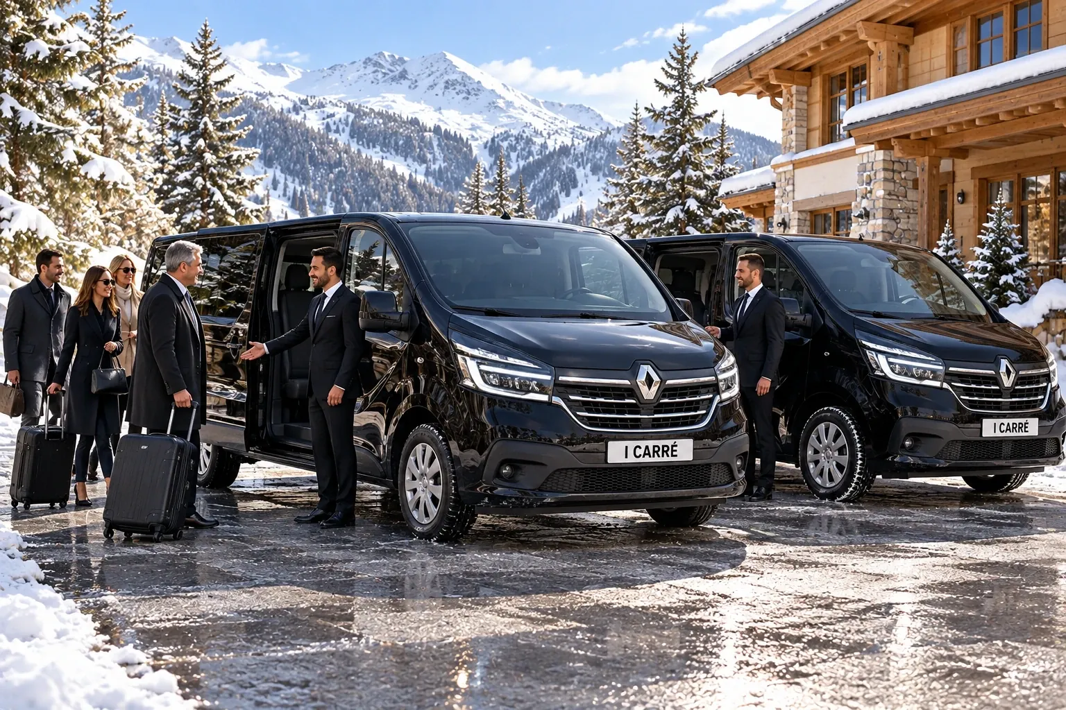 Deux vans VTC pour la navette d’une équipe vers Eurexpo